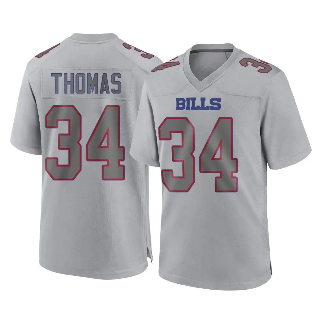 Davalo B.Bills #34 Thurman Thomas Player Gray Fashion Home Game Stitched Jerseys