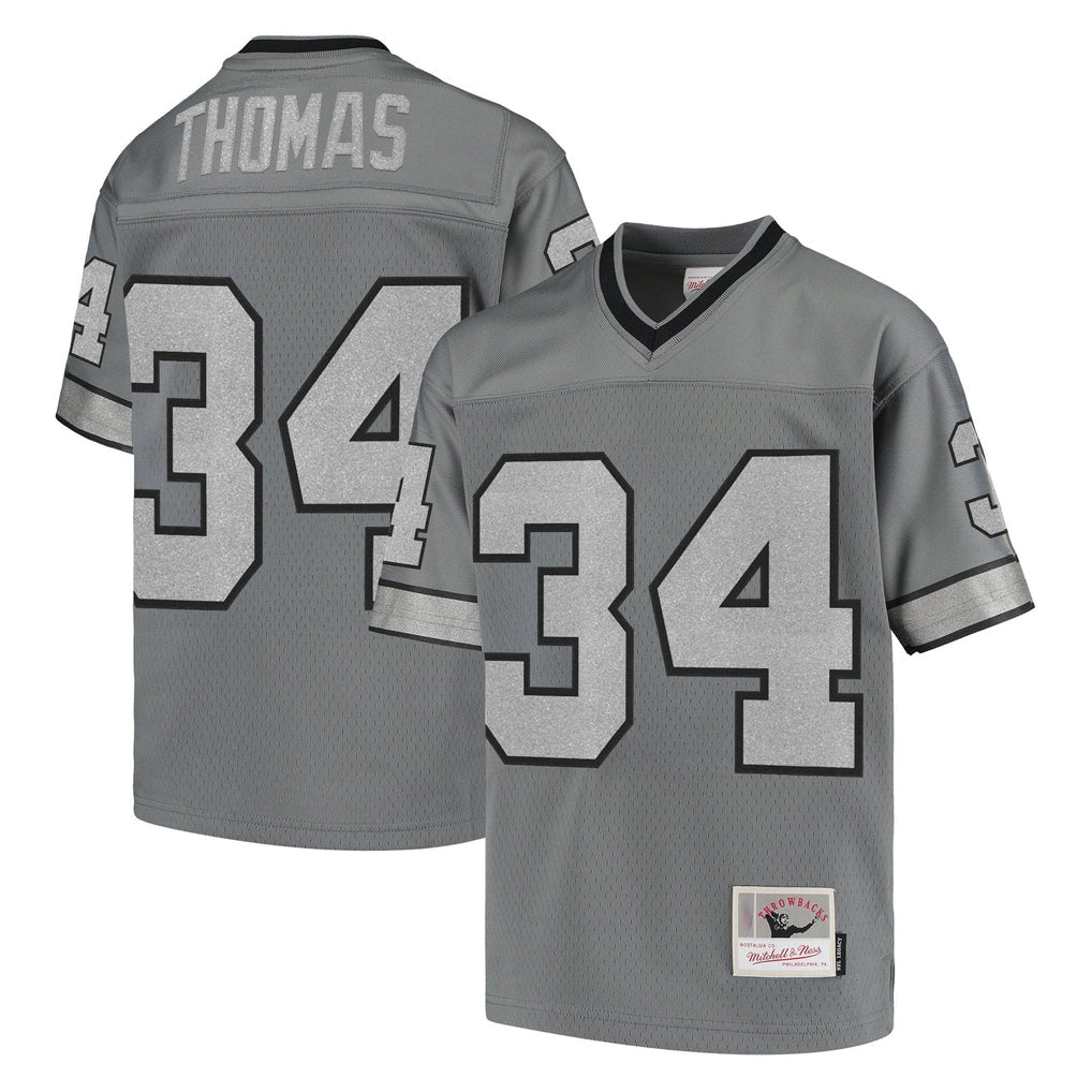 Davalo B.Bills #34 Thurman Thomas Player Gray Throwback Replica Stitched Jerseys