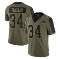 Davalo B.Bills #34 Thurman Thomas Player Olive Salute To Service Limited Stitched Jerseys