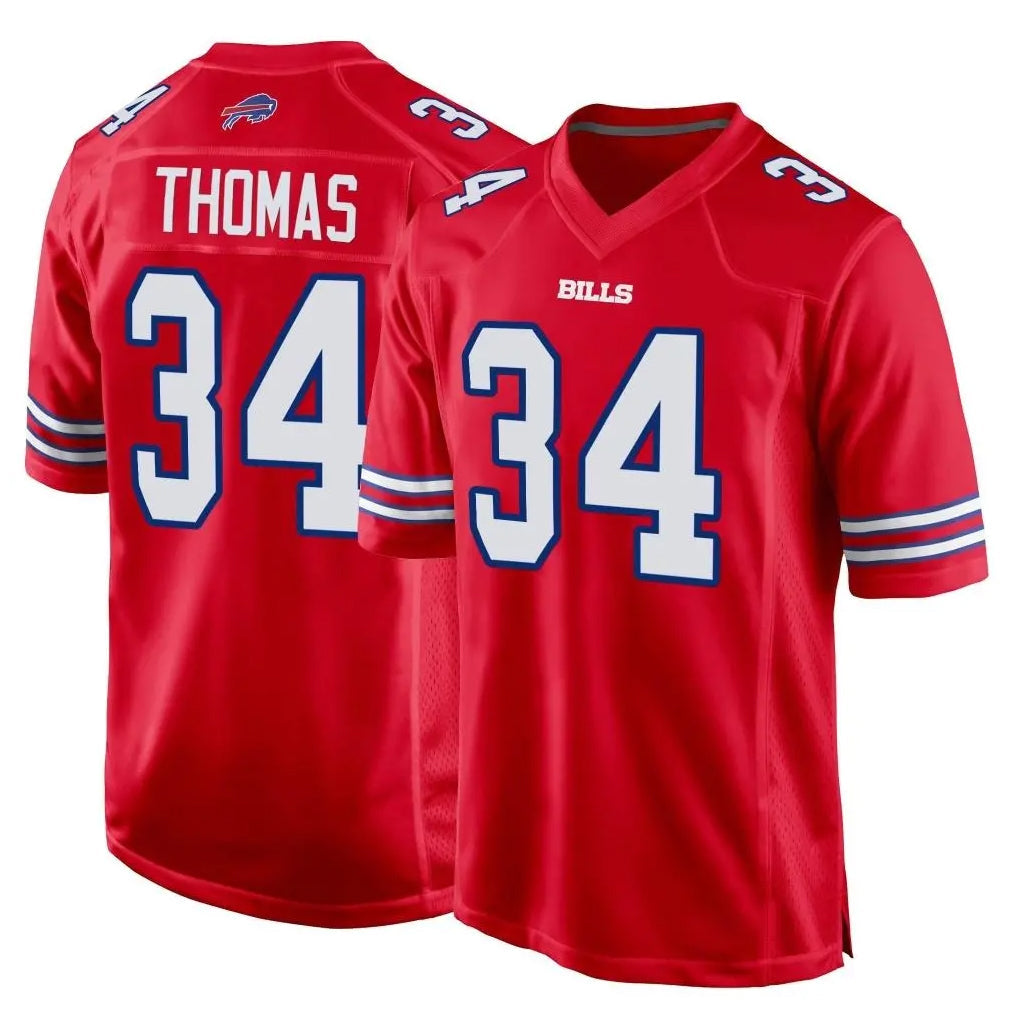Davalo B.Bills #34 Thurman Thomas Player Red Home Game Stitched Jerseys