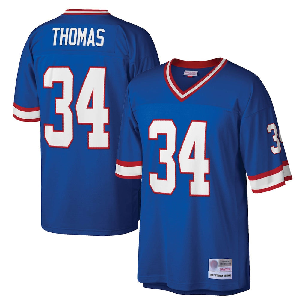 Davalo B.Bills #34 Thurman Thomas Player Royal Mitchell & Ness Legacy Replica Stitched Jerseys