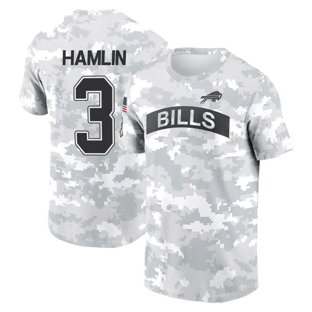 Davalo B.Bills #3 Damar Hamlin Player Arctic Camo Salute to Service T-Shirt Hoodies Stitched Jerseys