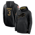 Davalo B.Bills #3 Damar Hamlin Player Black Salute to Service Hoodies Stitched Jersey
