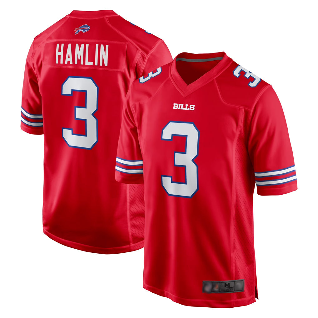 Davalo B.Bills #3 Damar Hamlin Player Red Home Game Stitched Jerseys