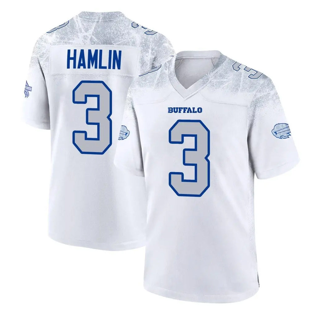 Davalo B.Bills #3 Damar Hamlin Player White Rivalries Collection Home Game Stitched Jerseys
