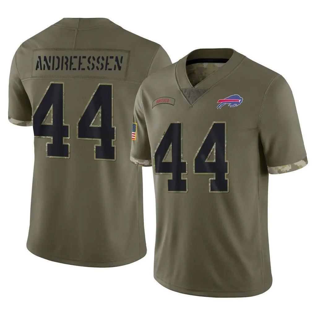 Davalo B.Bills #44 Joe Andreessen Player Olive Salute To Service Game Stitched Jerseys