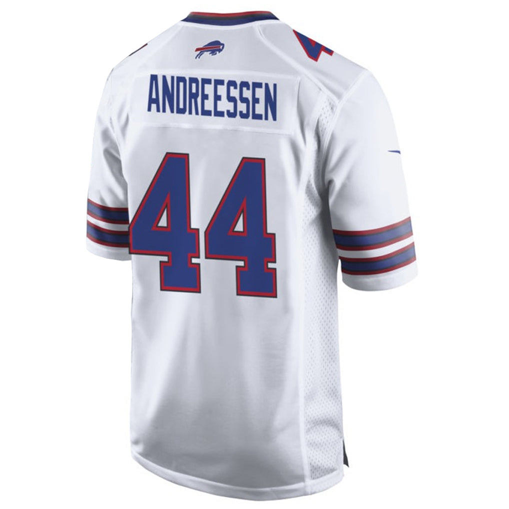 Davalo B.Bills #44 Joe Andreessen Player White Home Game Stitched Jerseys