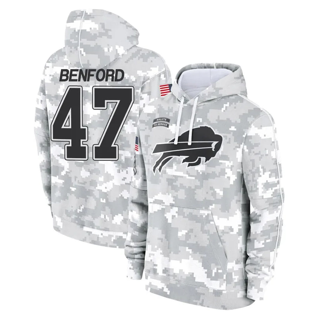 Davalo B.Bills #47 Christian Benford Player Arctic Camo Salute to Service Hoodies Limited Stitched Jerseys