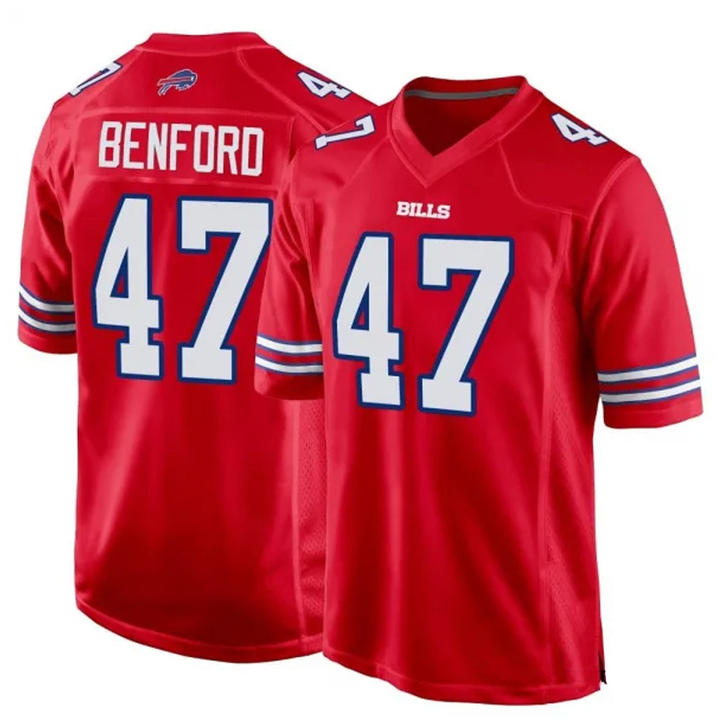 Davalo B.Bills #47 Christian Benford Player Red Home Game Stitched Jerseys