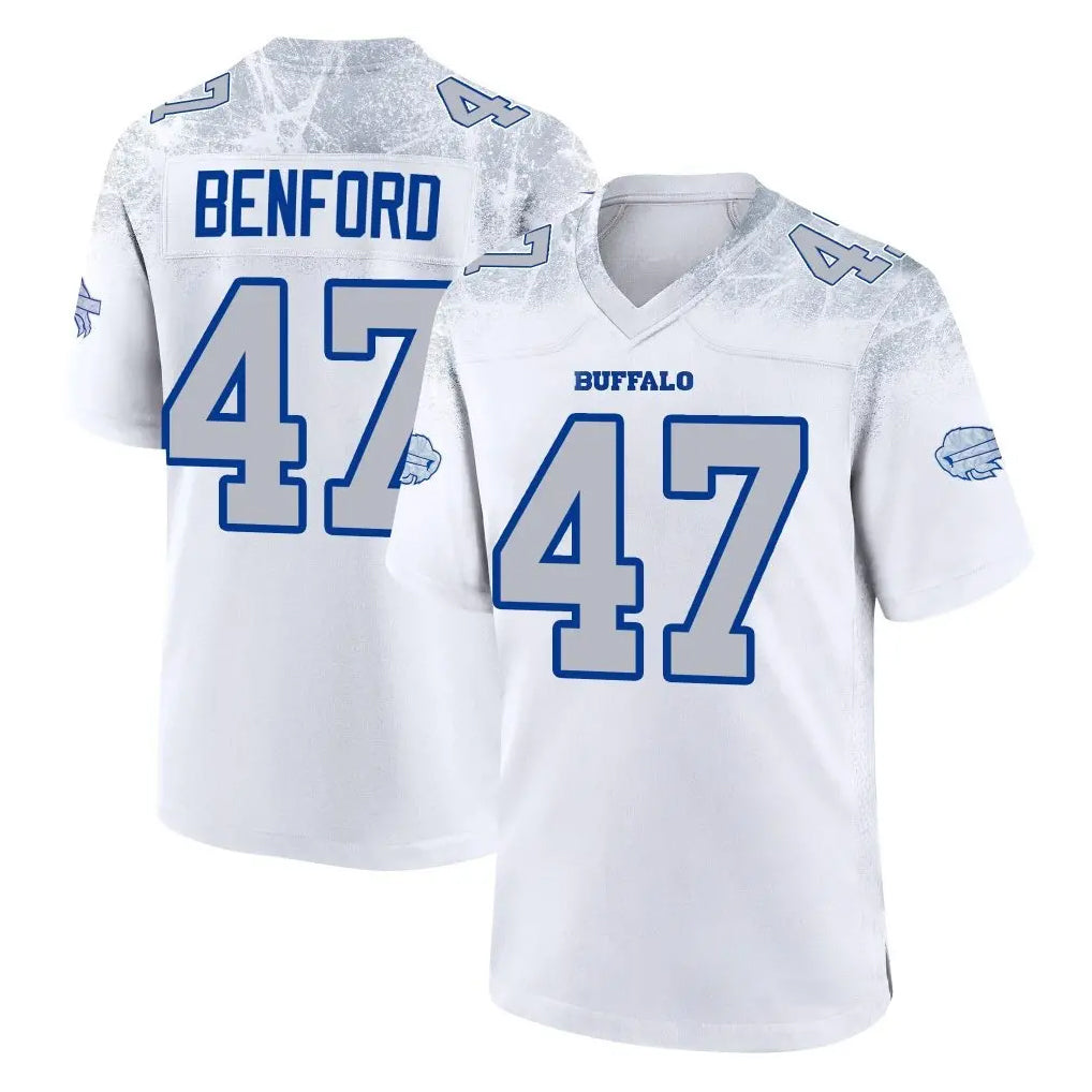 Davalo B.Bills #47 Christian Benford Player White Rivalries Collection Limited Stitched Jerseys