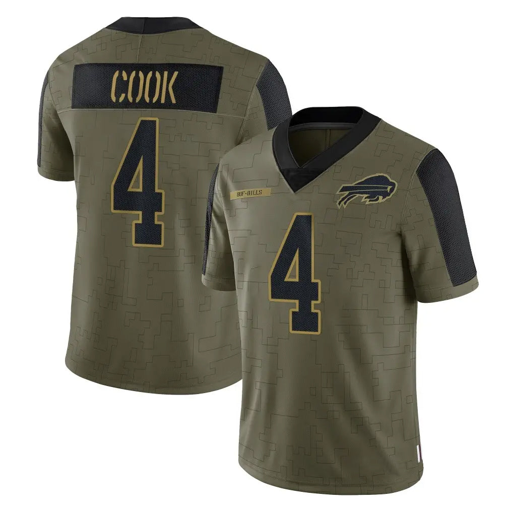 Davalo B.Bills #4 James Cook III Player Olive Salute To Service Game Stitched Jerseys