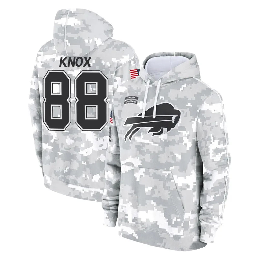 Davalo B.Bills #88 Dawson Knox Player Arctic Camo Salute to Service Hoodies Stitched Jerseys