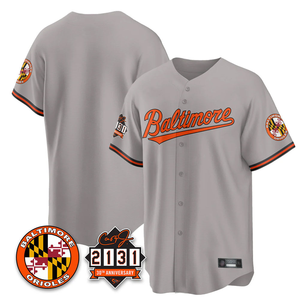 Davalo B.Orioles Gray 30th Anniversary of 2131 Home Game Blank Player Stitched Jerseys