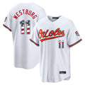 Davalo B.Orioles #11 Jordan Westburg Player White USA 250 Fourth of July Home Game Stitched Jerseys