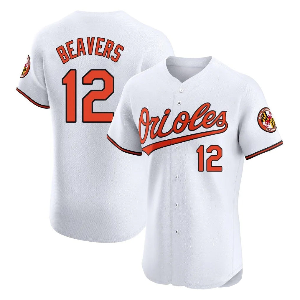 Davalo B.Orioles #12 Dylan Beavers Player White Limited Elite Home Game Stitched Jerseys