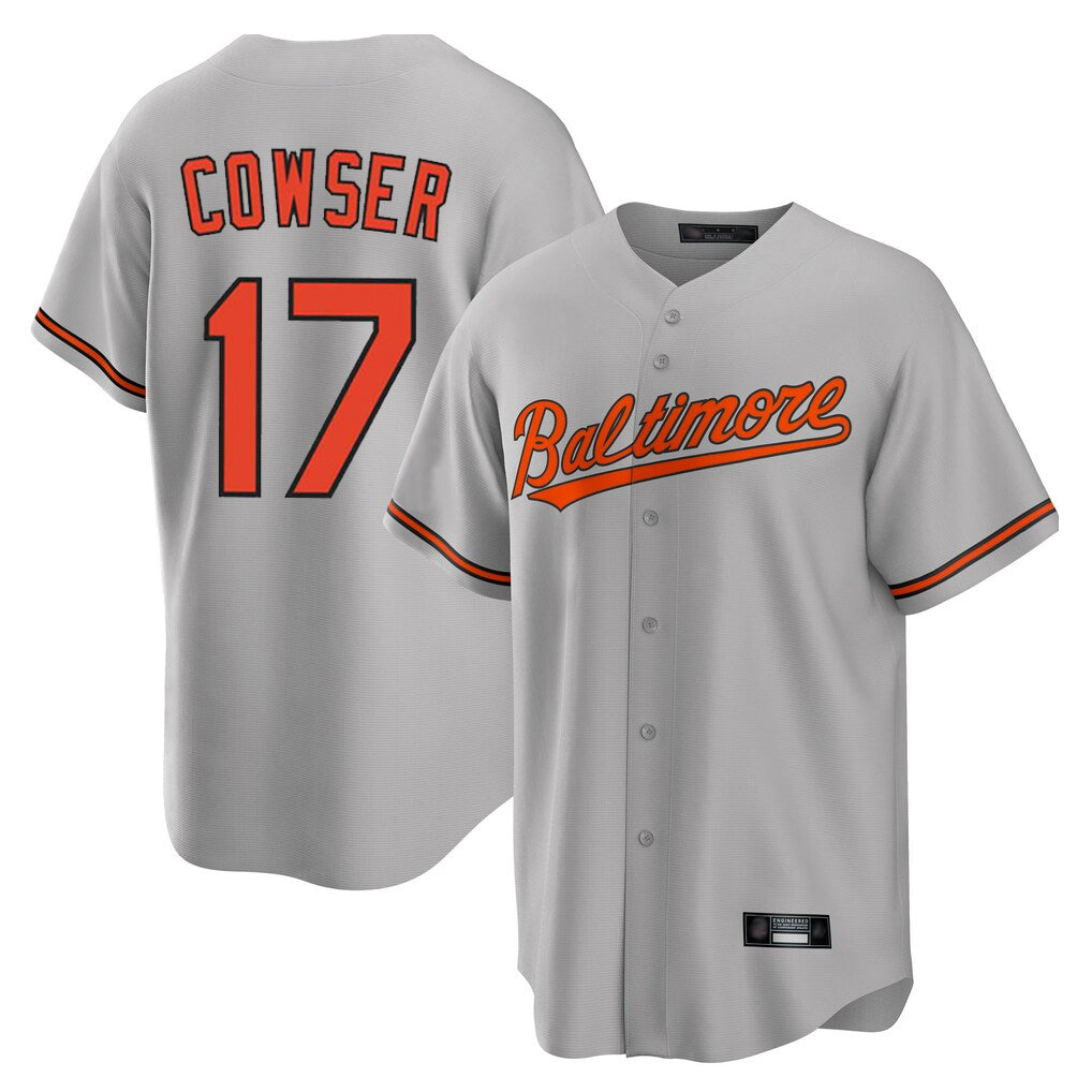 Davalo B.Orioles #17 Colton Cowser Player Gray Home Game Stitched Jerseys