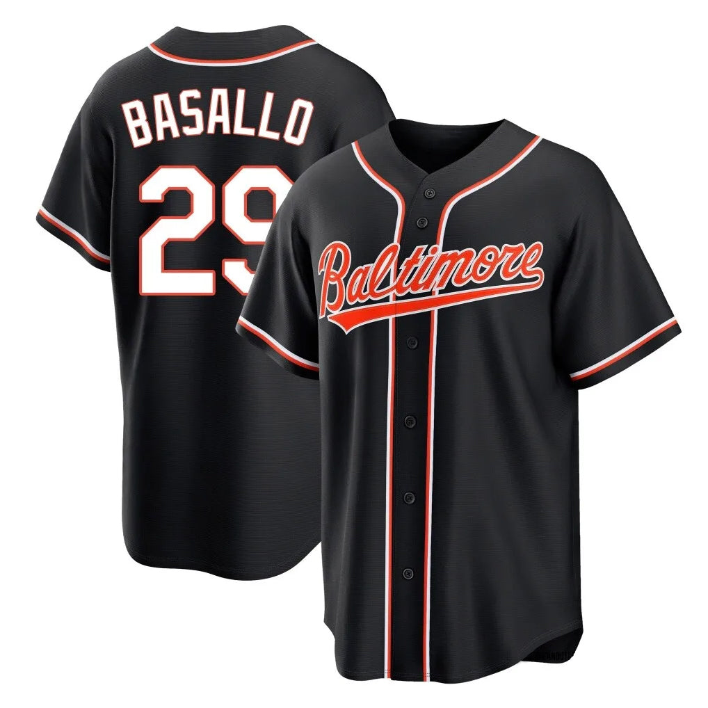 Davalo B.Orioles #29 Samuel Basallo Player Black Out Home Game Stitched Jerseys