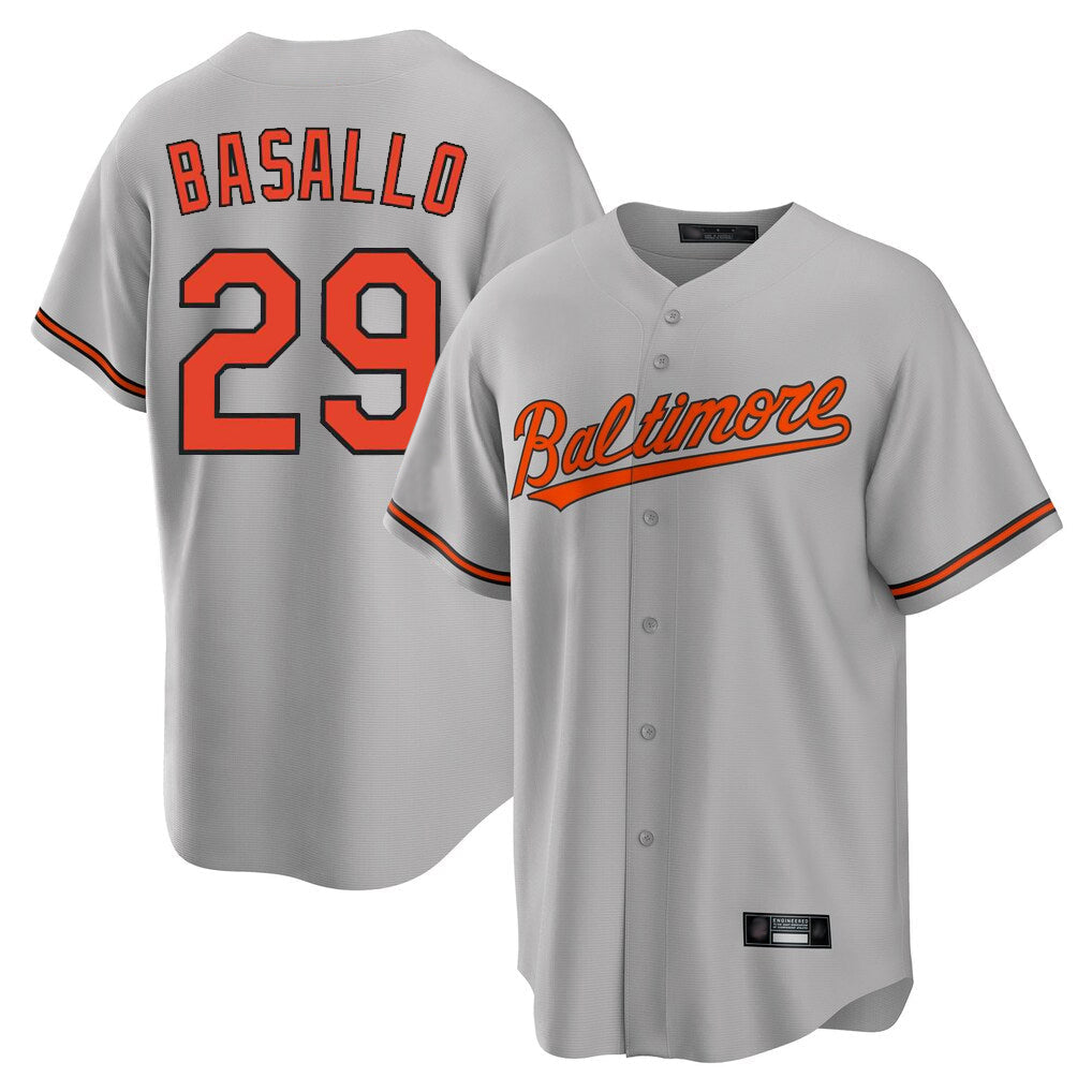 Davalo B.Orioles #29 Samuel Basallo Player Gray Home Game Stitched Jerseys
