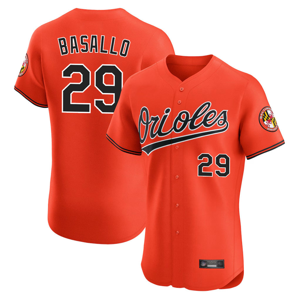 Davalo B.Orioles #29 Samuel Basallo Player Orange Limited Elite Home Game Stitched Jerseys