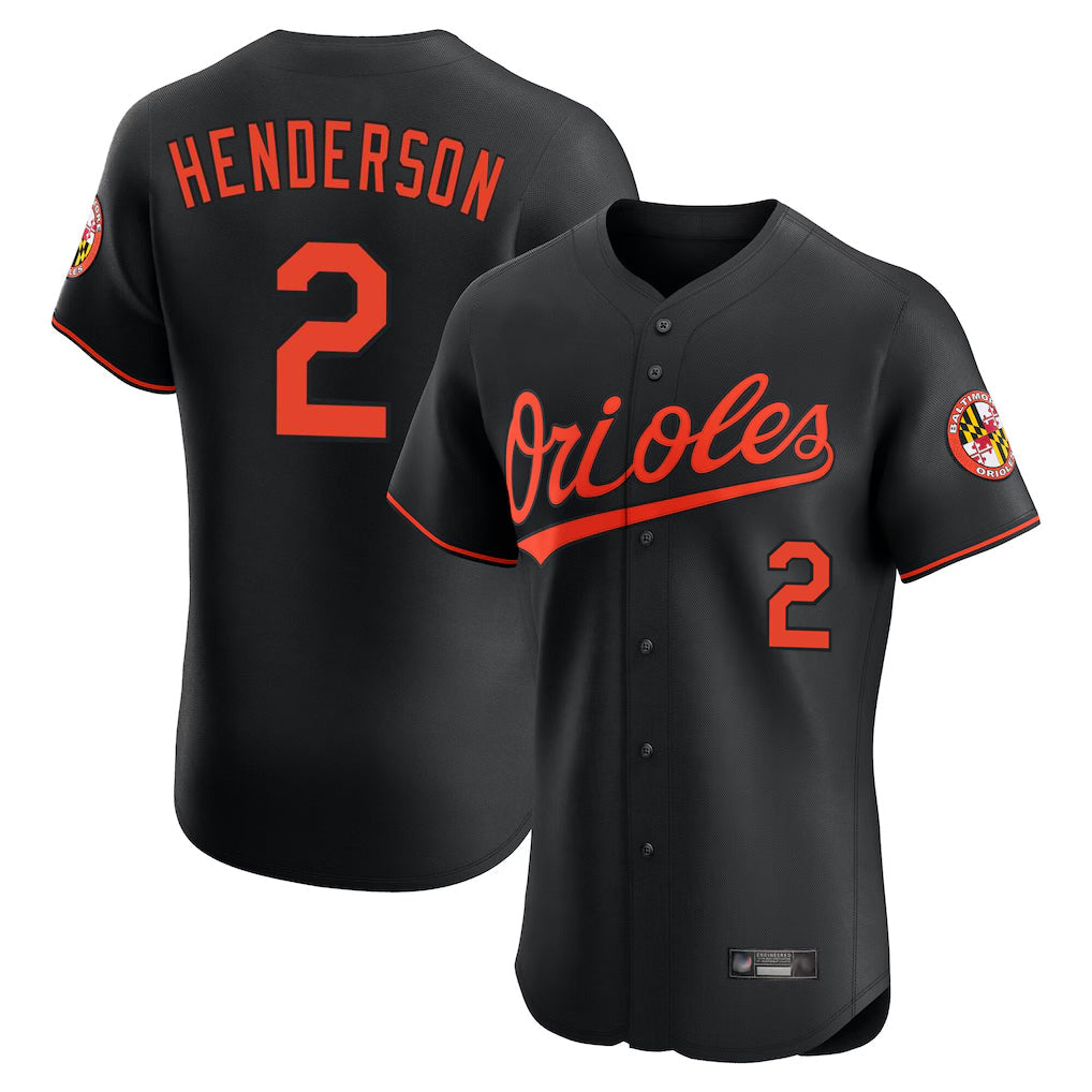 Davalo B.Orioles #2 Gunnar Henderson Player Black Limited Elite Home Game Stitched Jerseys