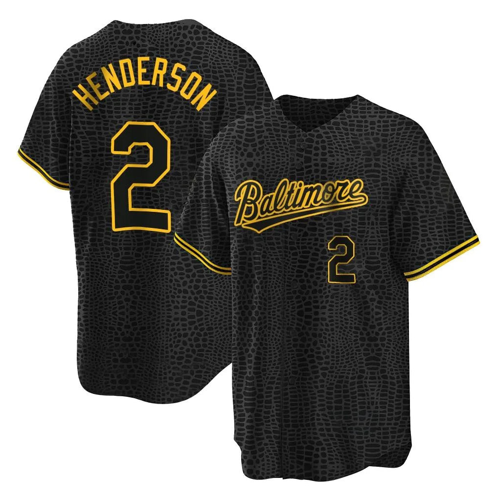 Davalo B.Orioles #2 Gunnar Henderson Player Black Snake Skin City Home Game Stitched Jerseys