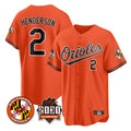 Davalo B.Orioles #2 Gunnar Henderson Player Orange 30th Anniversary of 2131 Home Game Stitched Jerseys