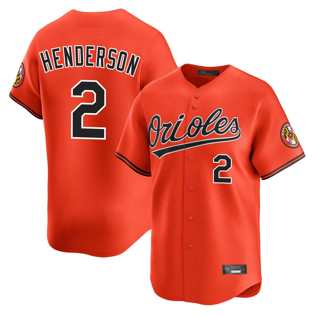 Davalo B.Orioles #2 Gunnar Henderson Player Orange Limited Home Game Stitched Jerseys