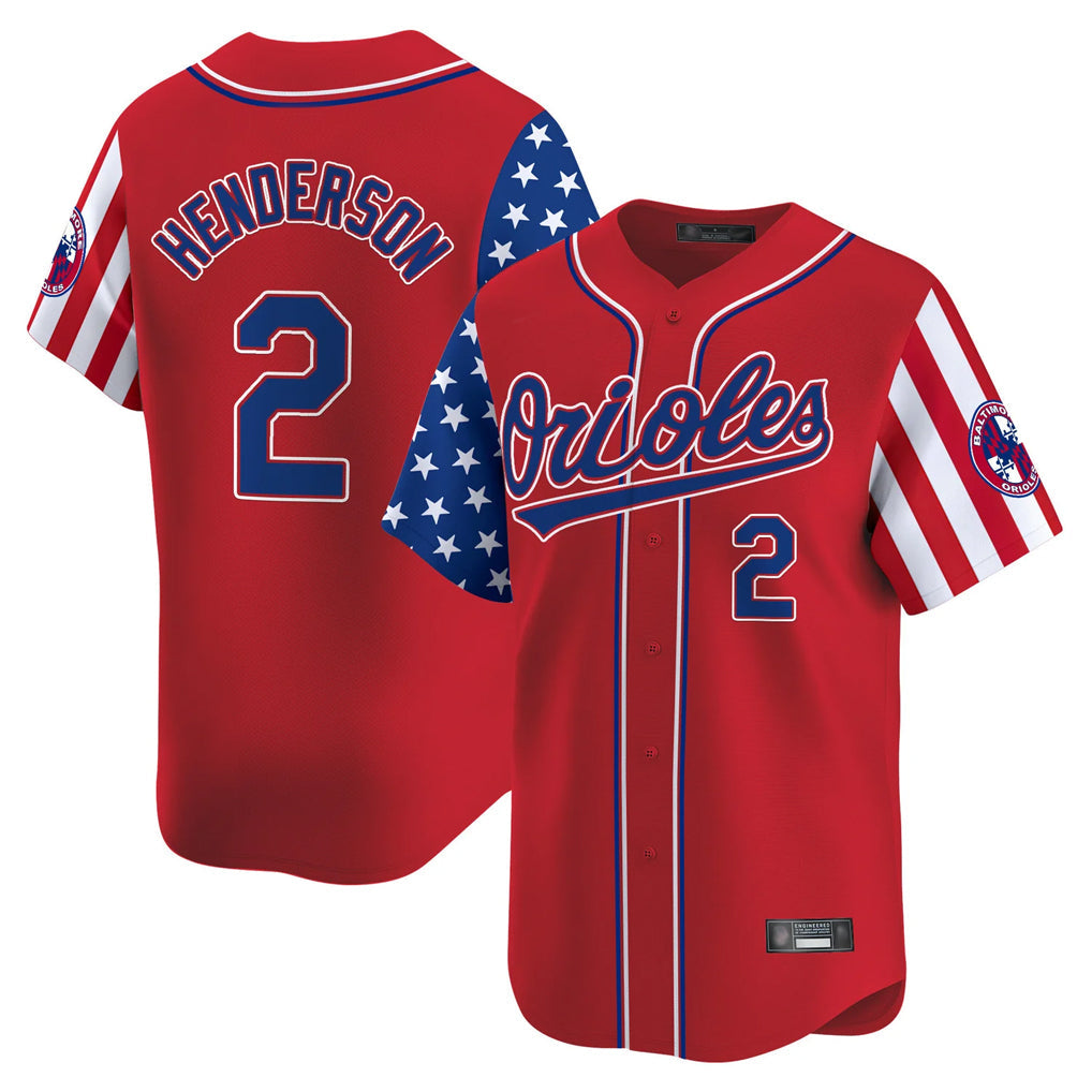 Davalo B.Orioles #2 Gunnar Henderson Player Red Independence Day Vapor Premier Limited Home Game Stitched Jerseys