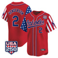 Davalo B.Orioles #2 Gunnar Henderson Player Red USA 250 Independence Day Vapor Premier Limited Home Game Stitched Jerseys