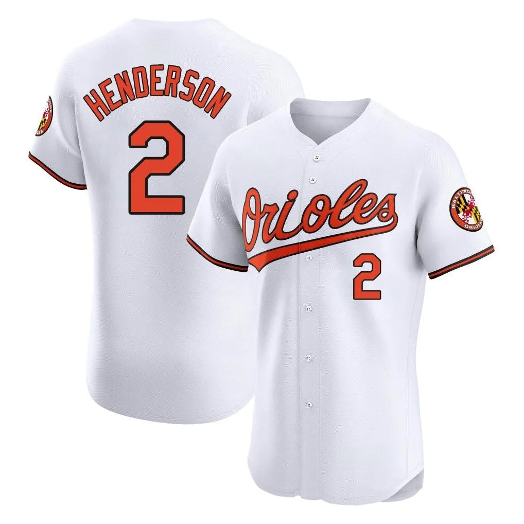 Davalo B.Orioles #2 Gunnar Henderson Player White Limited Elite Home Game Stitched Jerseys