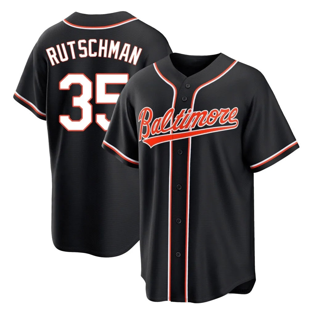 Davalo B.Orioles #35 Adley Rutschman Black Out Home Game Stitched Jerseys