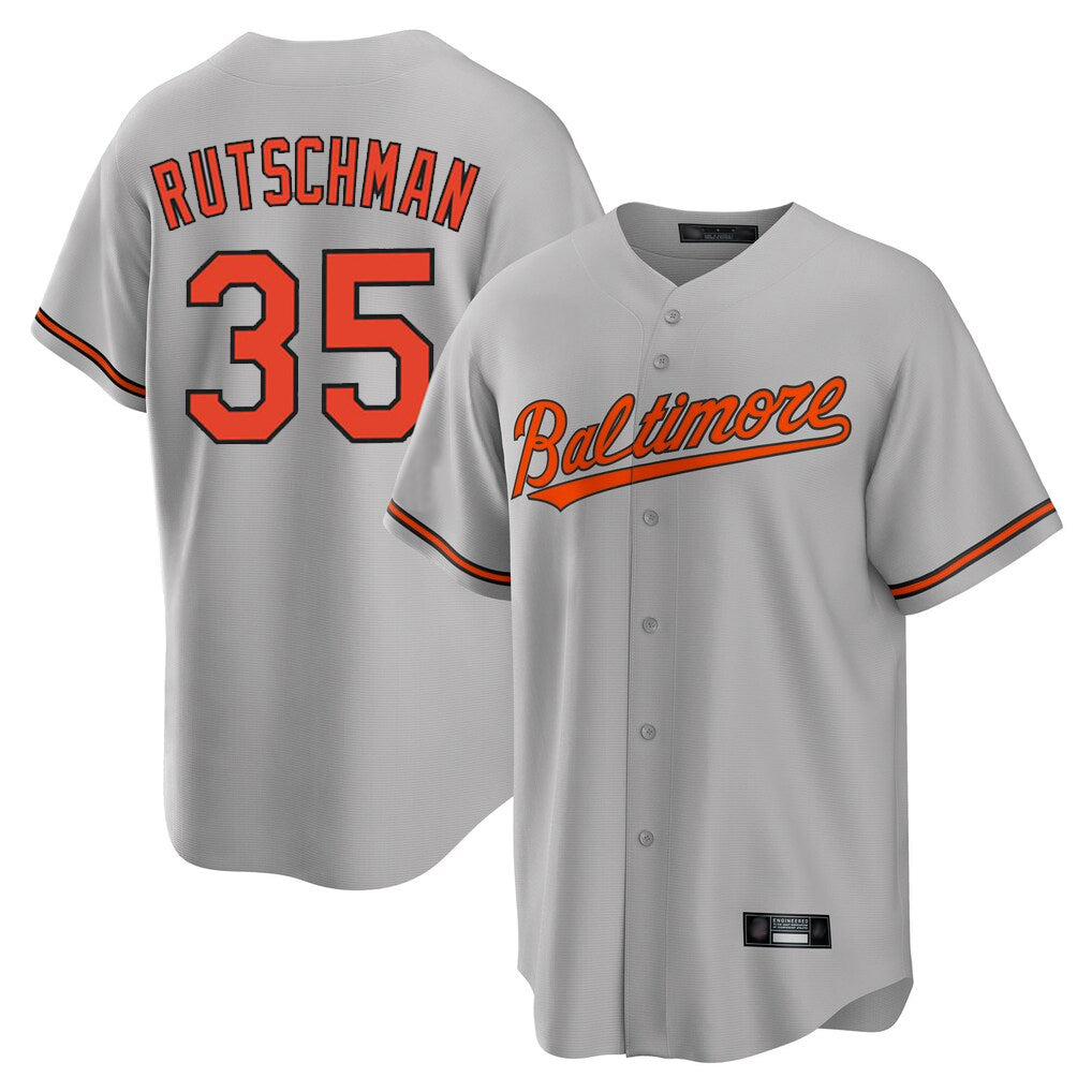 Davalo B.Orioles #35 Adley Rutschman Player Gray Home Game Stitched Jerseys