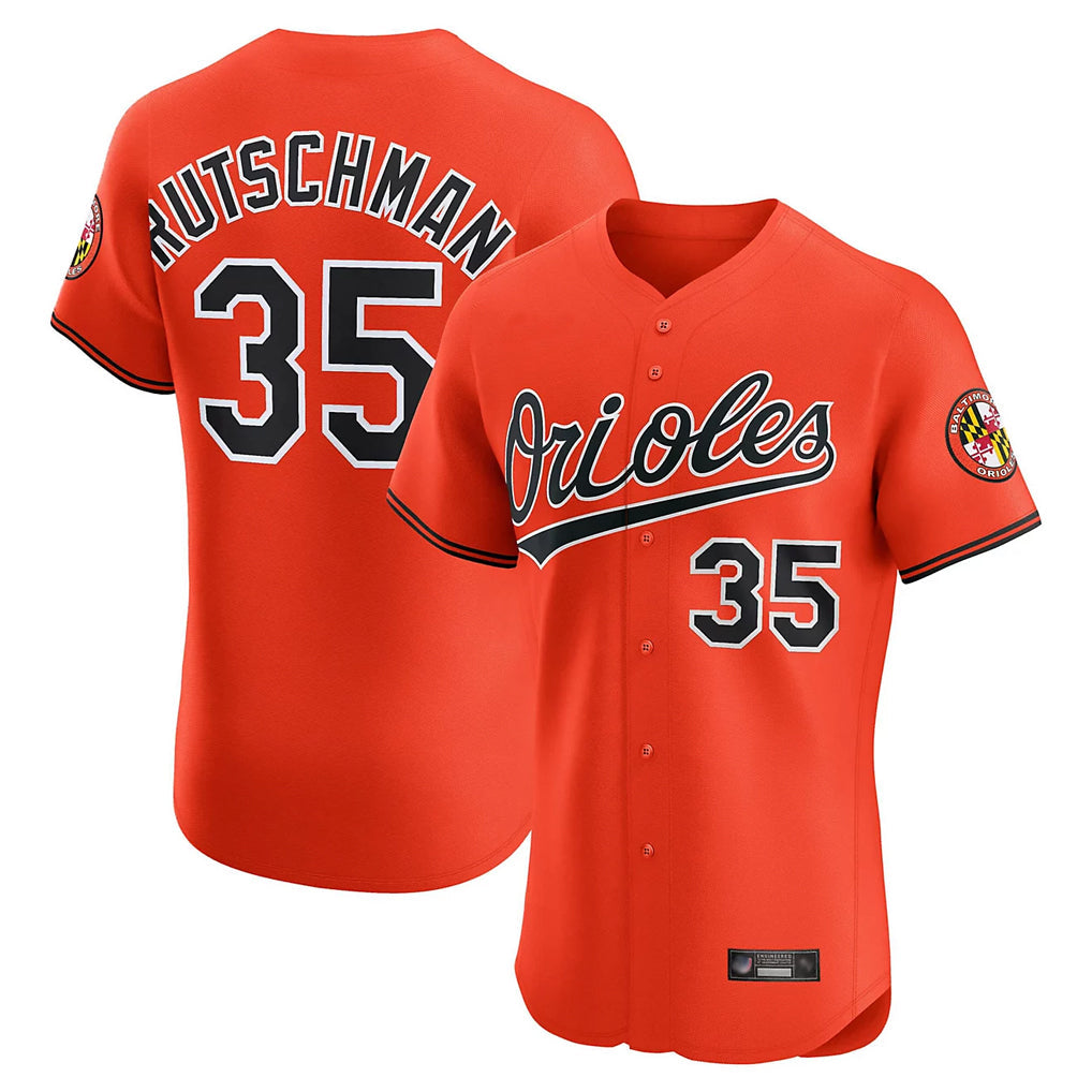 Davalo B.Orioles #35 Adley Rutschman Player Orange Limited Elite Home Game Stitched Jerseys