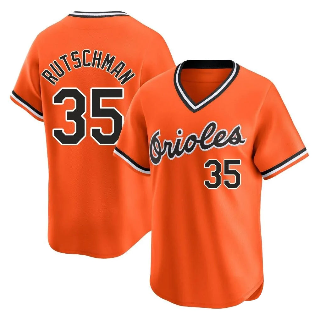 Davalo B.Orioles #35 Adley Rutschman Player Orange T-shirt Limited Home Game Stitched Jerseys