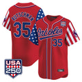 Davalo B.Orioles #35 Adley Rutschman Red USA 250 Independence Day Vapor Premier Limited Home Game Stitched Jerseys