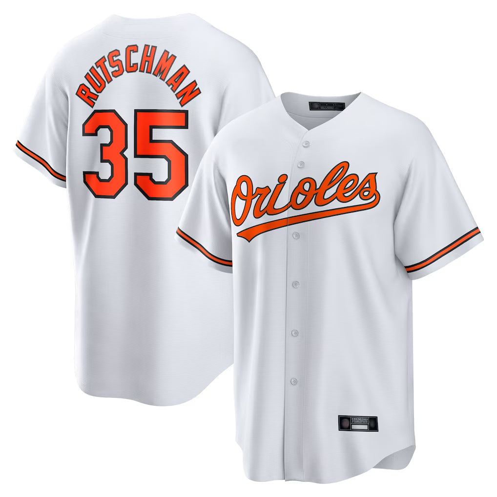 Davalo B.Orioles #35 Adley Rutschman Player White Home Game Stitched Jerseys
