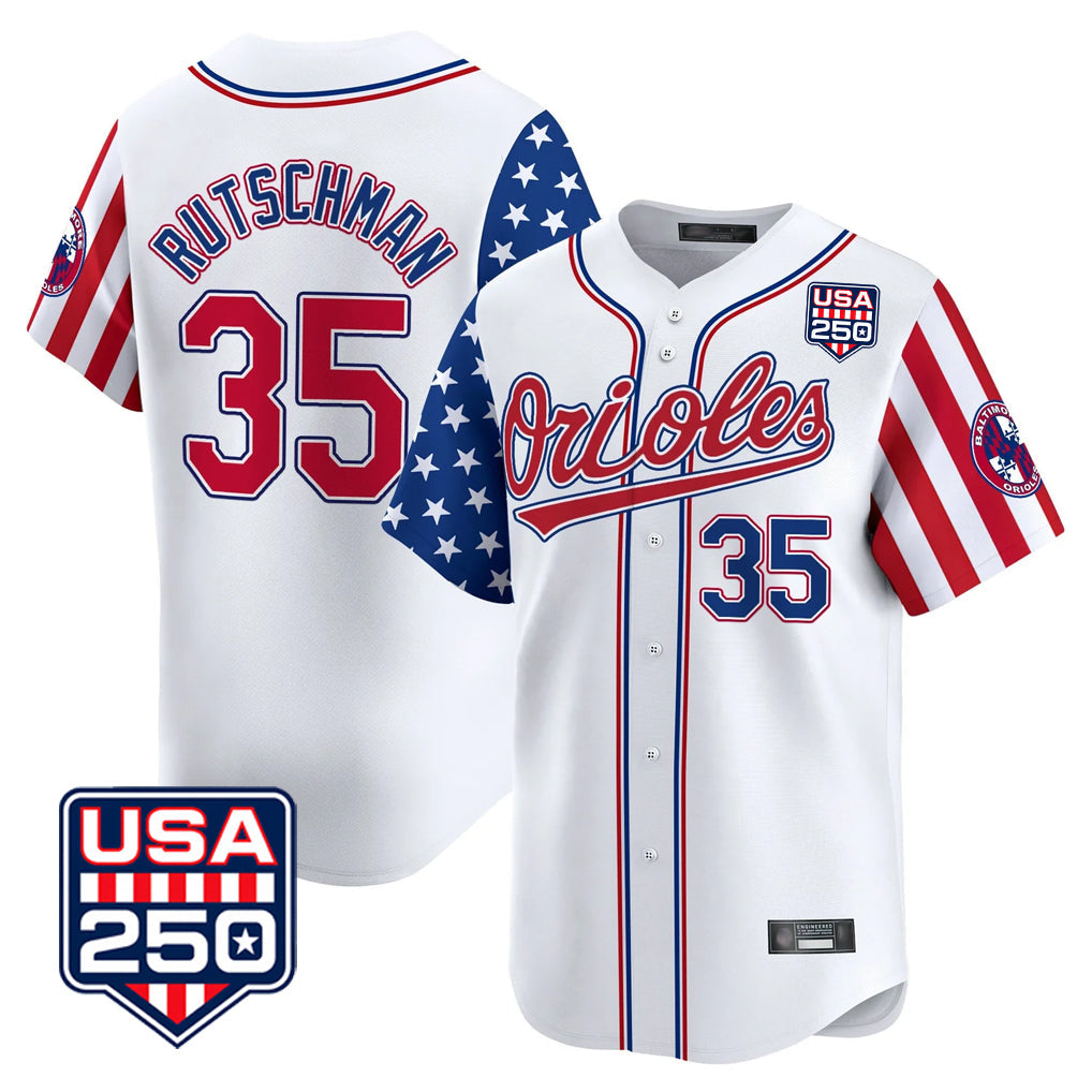 Davalo B.Orioles #35 Adley Rutschman Player White USA 250 Independence Day Vapor Premier Home Game Stitched Jerseys