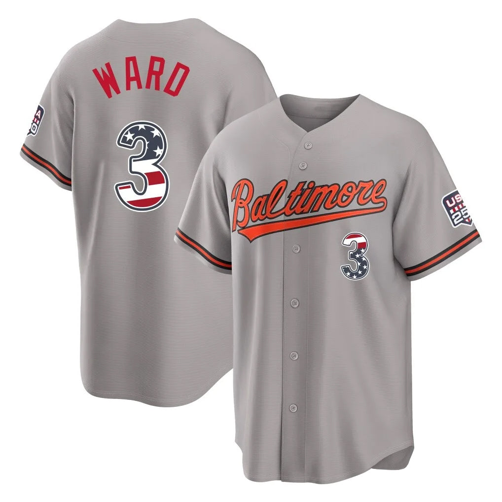 Davalo B.Orioles #3 Taylor Ward Player Gray USA 250 Fourth of July Home Game Stitched Jerseys