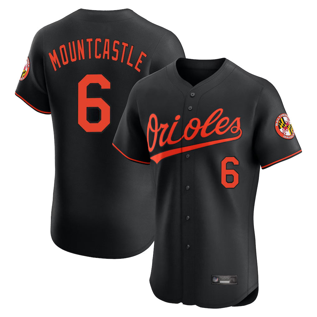 Davalo B.Orioles #6 Ryan Mountcastle Player Black Limited Elite Home Game Stitched Jerseys