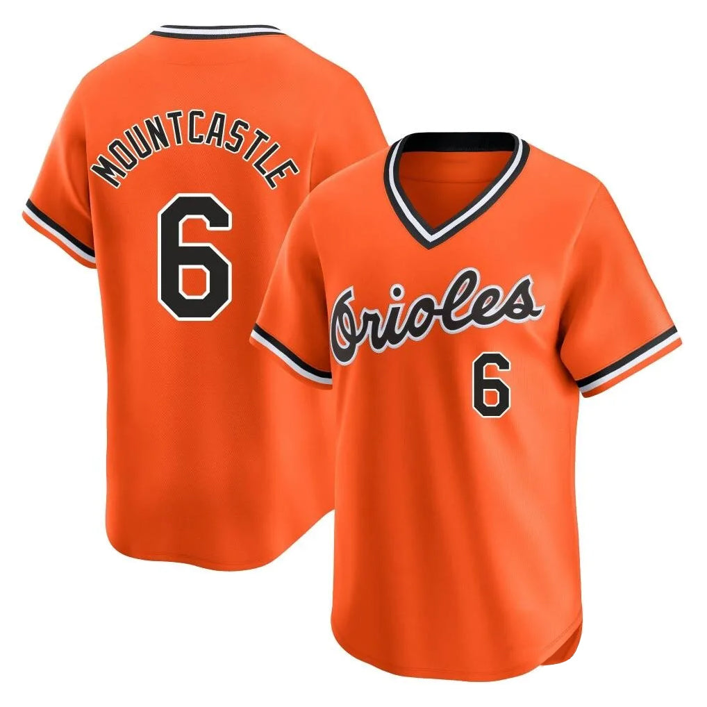 Davalo B.Orioles #6 Ryan Mountcastle Player Orange T-shirt Limited Home Game Stitched Jerseys