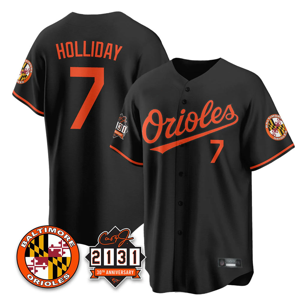 Davalo B.Orioles #7 Jackson Holliday Player Black 30th Anniversary of 2131 Home Game Stitched Jerseys