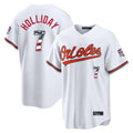 Davalo B.Orioles #7 Jackson Holliday Player White USA 250 Fourth of July Home Game Stitched Jerseys