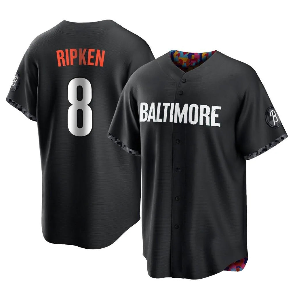 Davalo B.Orioles #8 Cal Ripken Player Black City Connect Home Game Stitched Jerseys