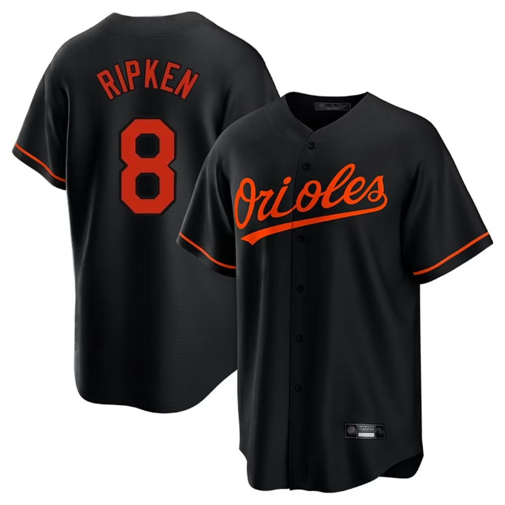Davalo B.Orioles #8 Cal Ripken Player Black Home Game Stitched Jerseys