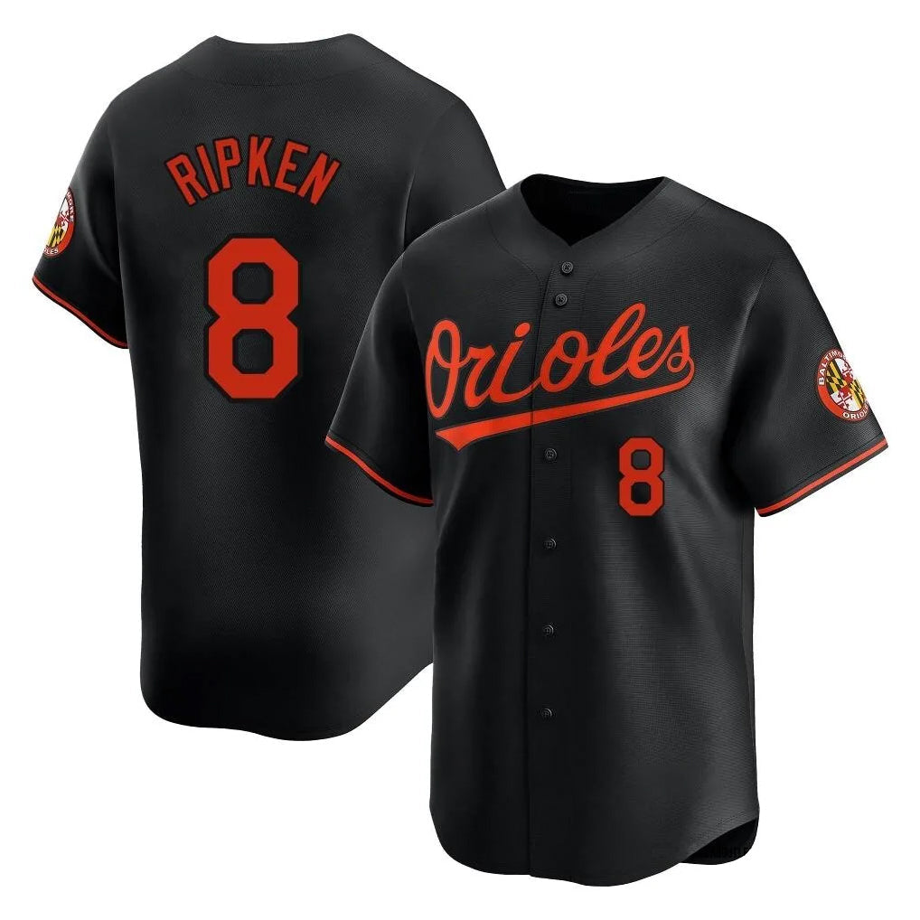 Davalo B.Orioles #8 Cal Ripken Player Black Limited Home Game Stitched Jerseys