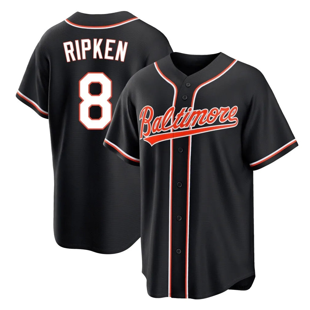Davalo B.Orioles #8 Cal Ripken Player Black Out Home Game Stitched Jerseys