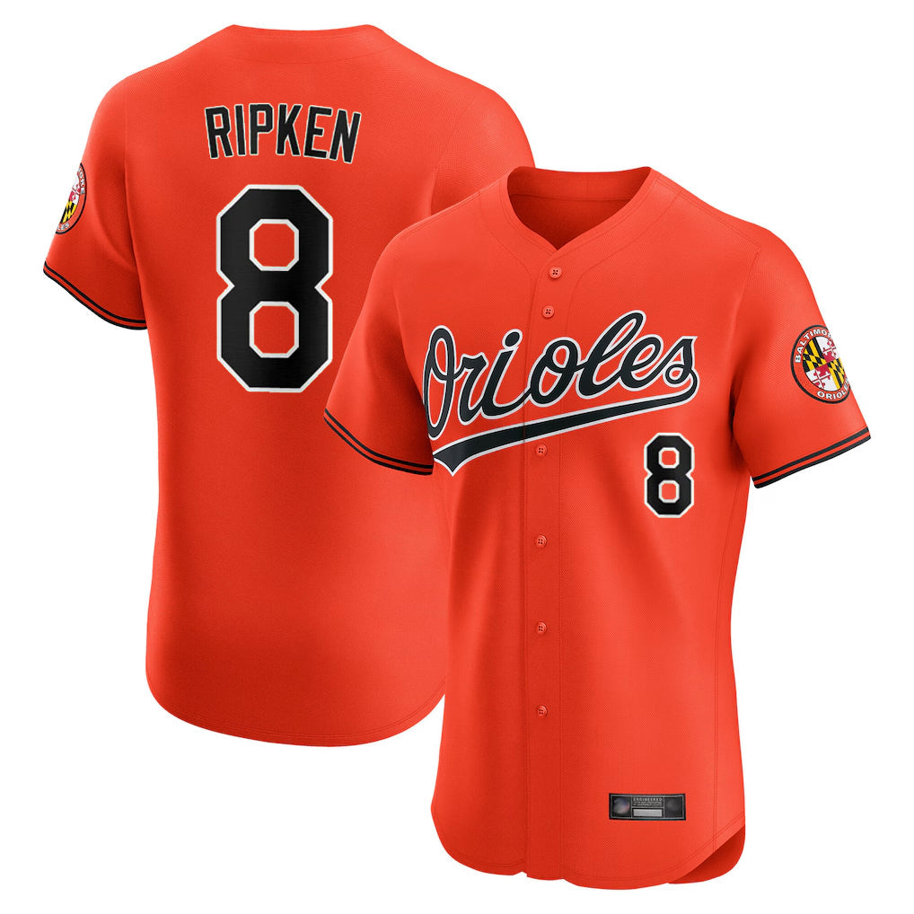 Davalo B.Orioles #8 Cal Ripken Player Orange Limited Elite Home Game Stitched Jerseys