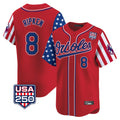 Davalo B.Orioles #8 Cal Ripken Player Red USA 250 Independence Day Vapor Premier Limited Home Game Stitched Jerseys