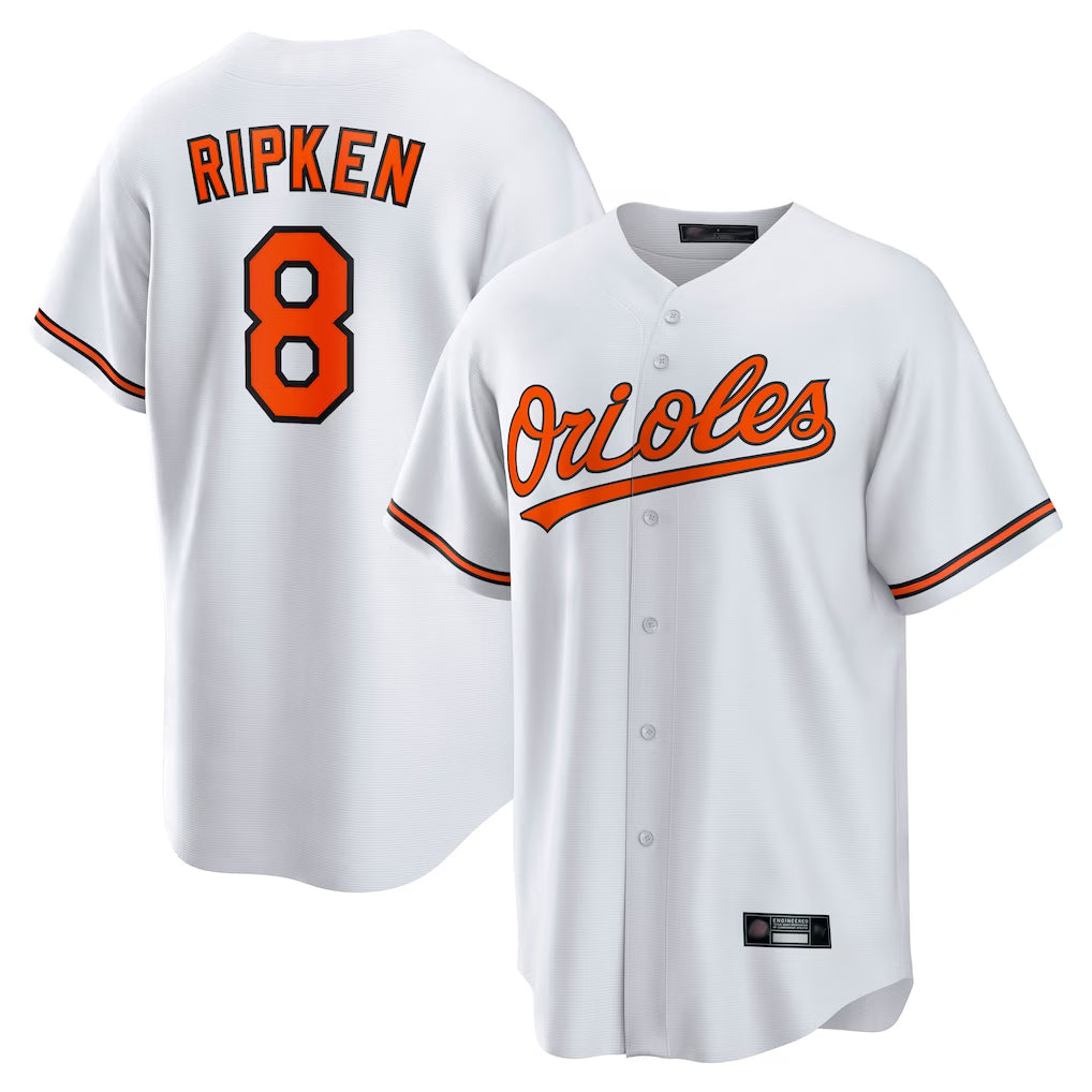 Davalo B.Orioles #8 Cal Ripken Player White Home Game Stitched Jerseys