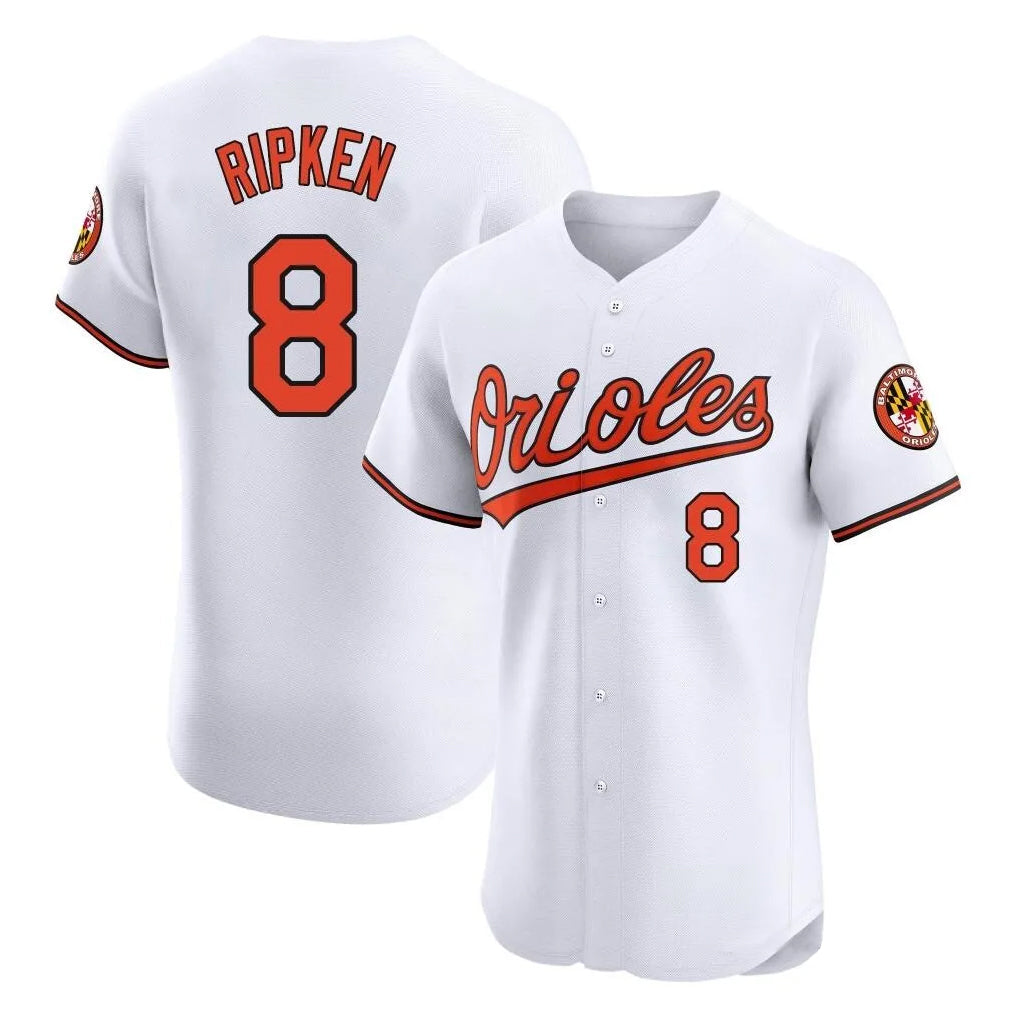 Davalo B.Orioles #8 Cal Ripken Player White Limited Elite Home Game Stitched Jerseys